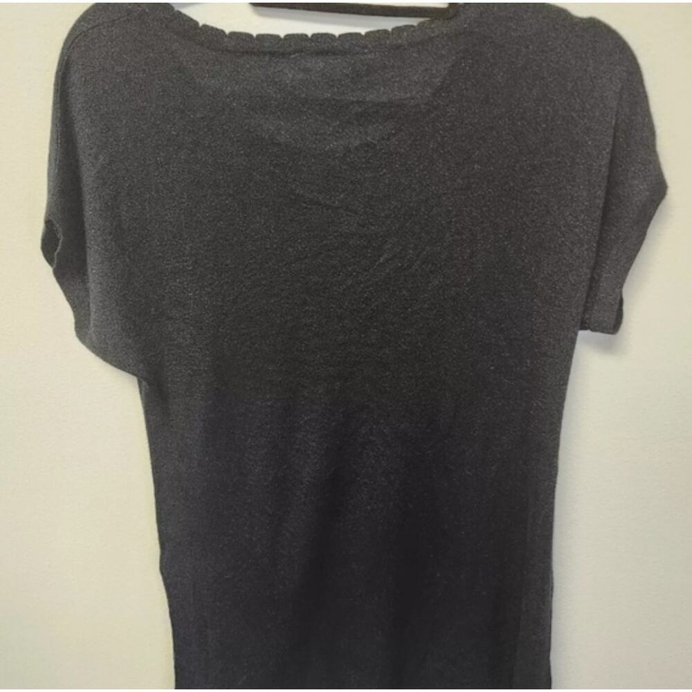 NWT Soft Surroundings Sz Small Black Short Sleeve T Scalloped Edges Soft Stretch - Picture 3 of 4